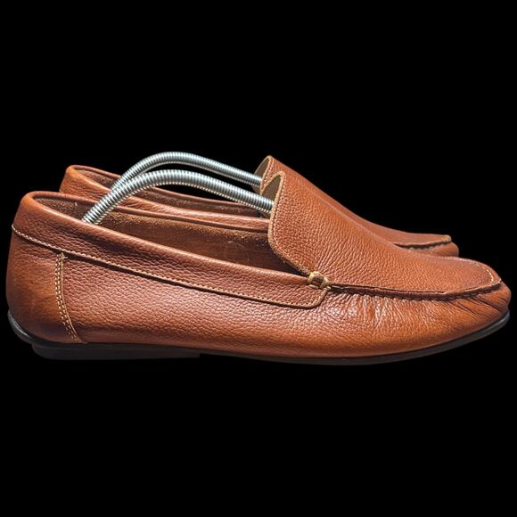 14th & UNION Men 13M Cognac Pebble Leather Driving Loafer Moccasins Preppy Shoe - Picture 6 of 11